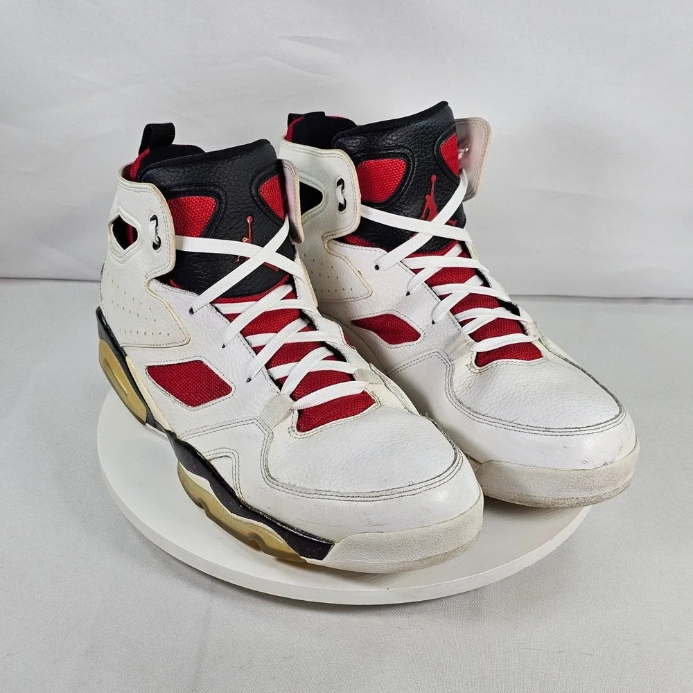 Jordan Flight Club 91 White Gym Red Black Sneakers 555475-121 Mens 13